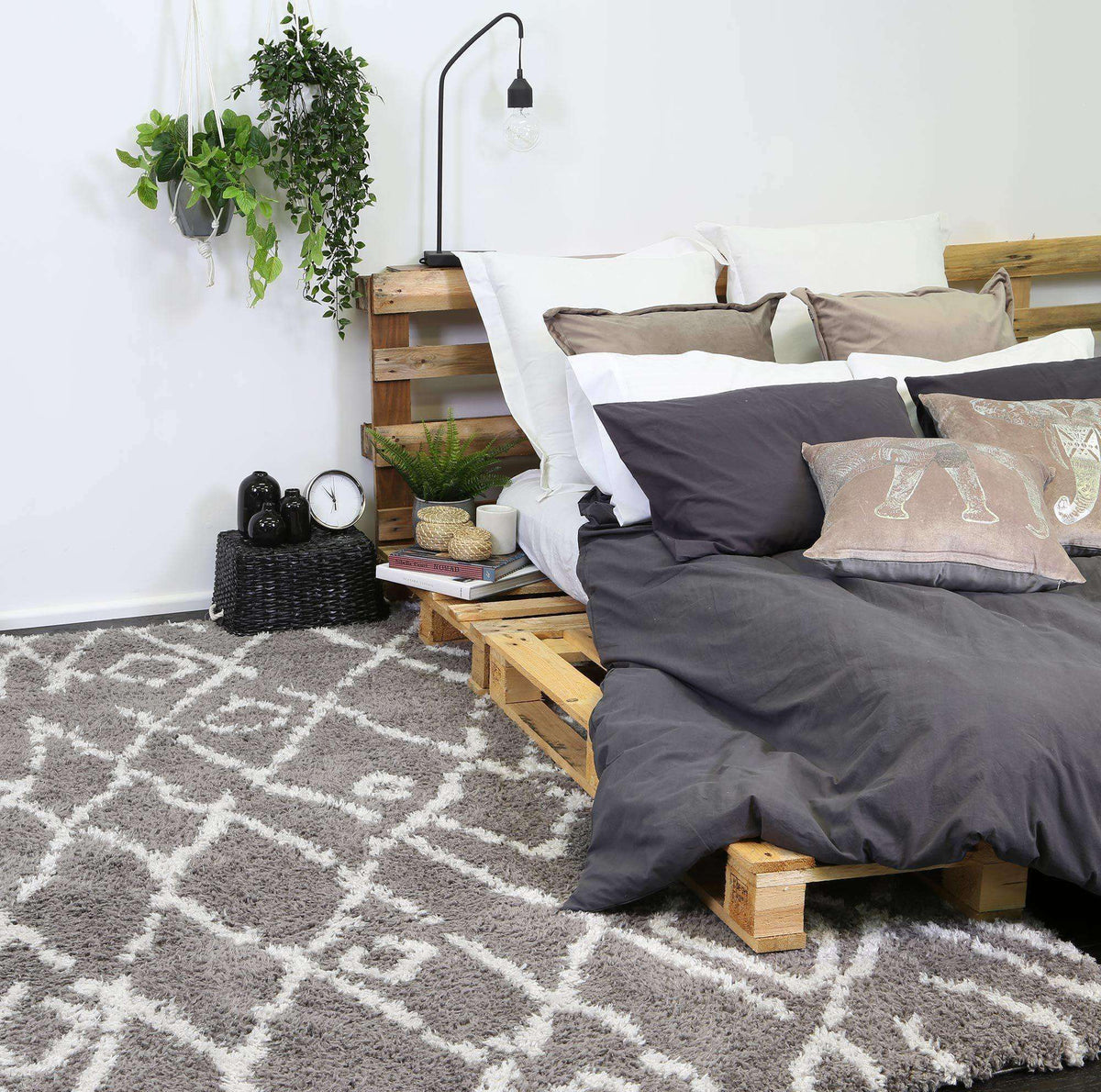 Moroccan Tribal Fes Pattern Grey Silver Rug, [cheapest rugs online], [au rugs], [rugs australia]