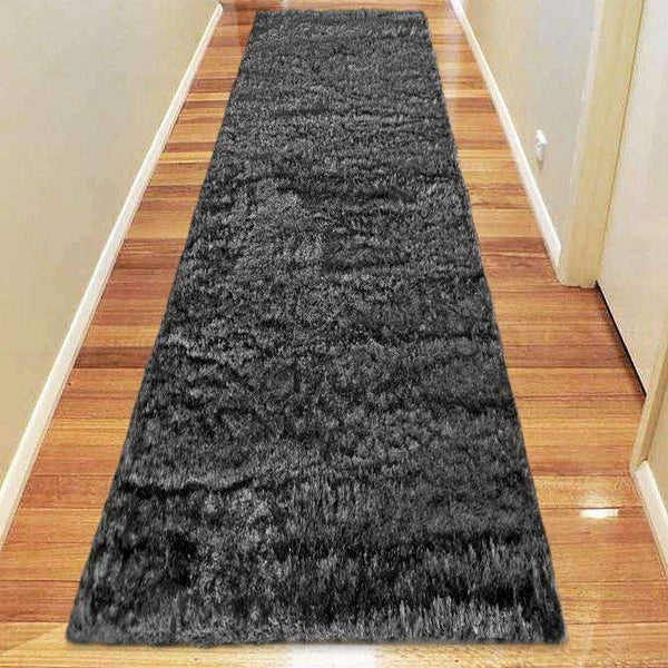 Oslo Silky Soft Shag 1001 Dark Grey Runner Rug, [cheapest rugs online], [au rugs], [rugs australia]