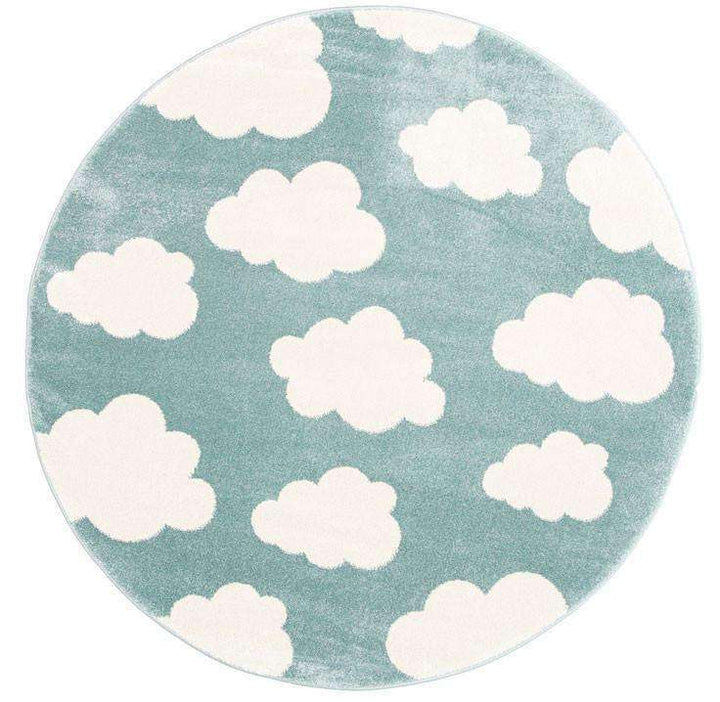 Paddington Aqua White Cloud Kids Round Rug, [cheapest rugs online], [au rugs], [rugs australia]