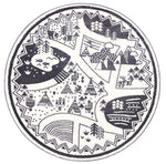Paddington Black and White Kids Camping Adventure Kids Round Rug, [cheapest rugs online], [au rugs], [rugs australia]