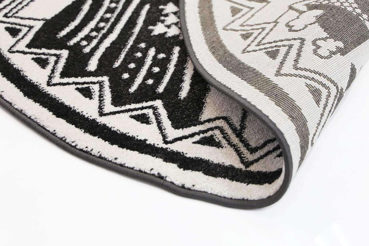 Paddington Black and White Kids Camping Adventure Kids Round Rug, [cheapest rugs online], [au rugs], [rugs australia]