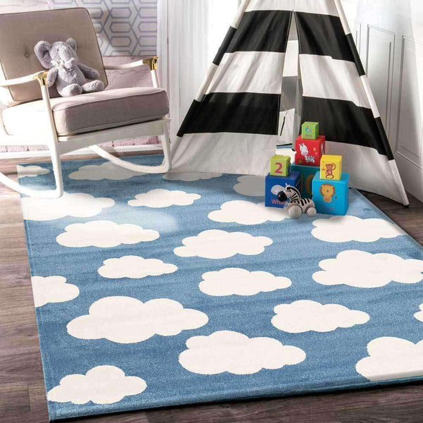 Paddington Blue and White Cloud Kids Rug, [cheapest rugs online], [au rugs], [rugs australia]