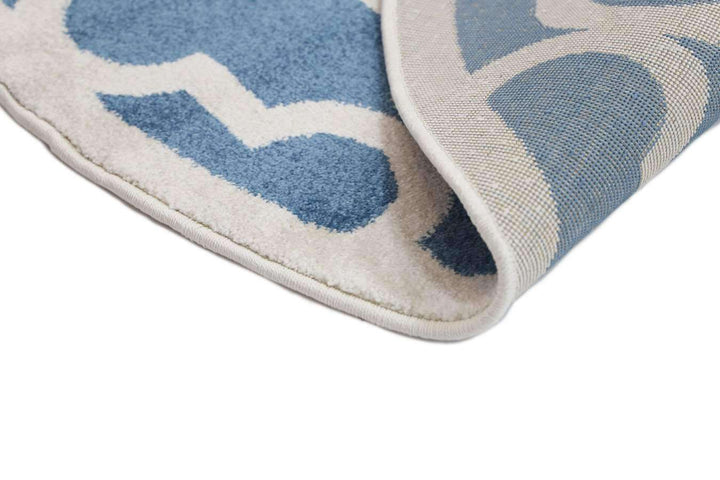 Paddington Blue and White Lattice Pattern Kids Round Rug, [cheapest rugs online], [au rugs], [rugs australia]