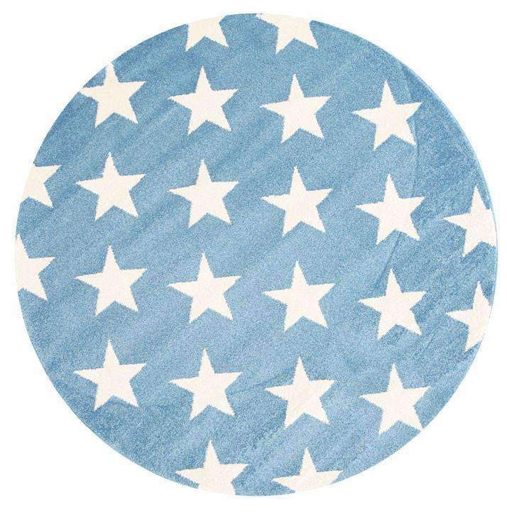 Paddington Blue and White Stars Kids Round Rug, [cheapest rugs online], [au rugs], [rugs australia]