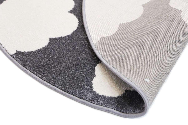 Paddington Dark Grey and White Cloud Kids Round Rug, [cheapest rugs online], [au rugs], [rugs australia]