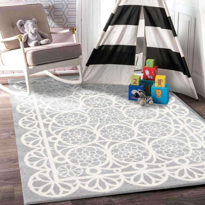 Paddington Grey and White Doily Kids Rug, [cheapest rugs online], [au rugs], [rugs australia]