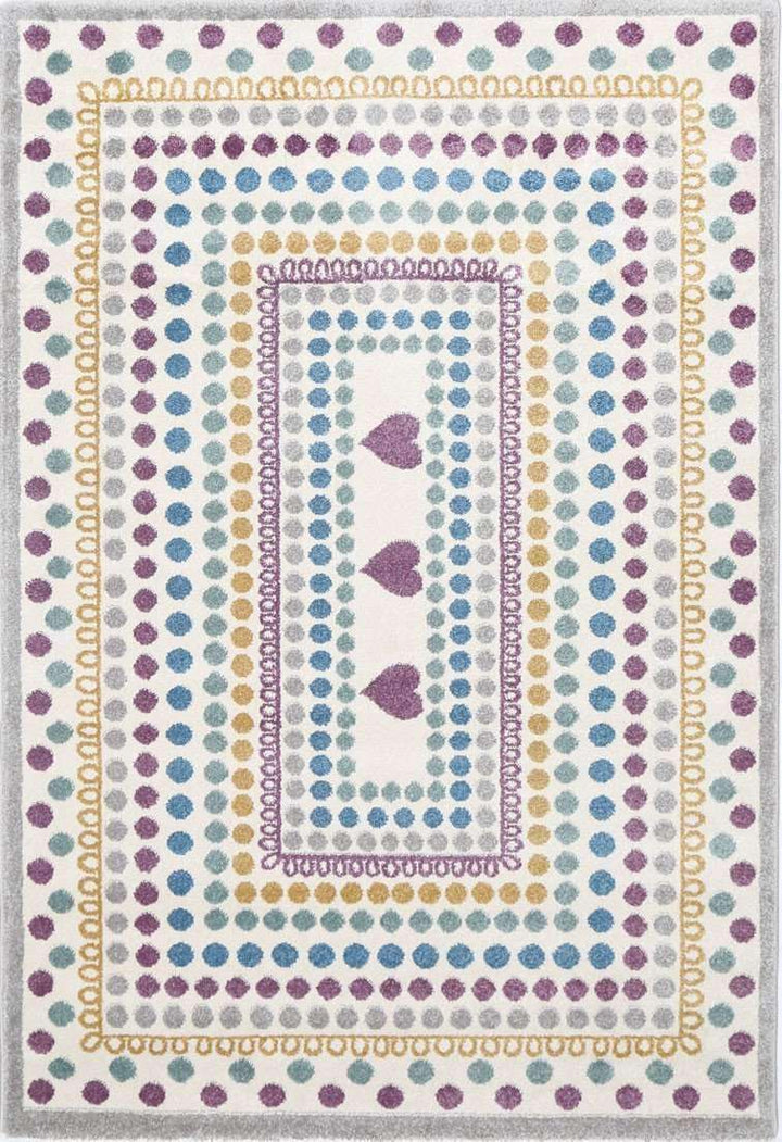 Paddington Multi and Pink Polka Dot Love Heart Kids Rug, [cheapest rugs online], [au rugs], [rugs australia]