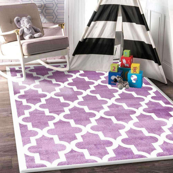 Paddington Violet Pink and White Lattice Pattern Kids Rug, [cheapest rugs online], [au rugs], [rugs australia]