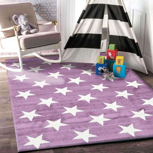 Paddington Violet Pink and White Stars Kids Rug, [cheapest rugs online], [au rugs], [rugs australia]