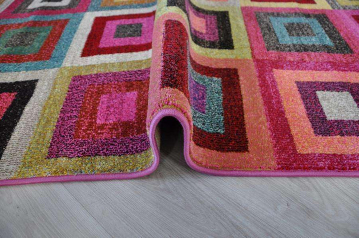 Pearl Stunning Retro Squares Pattern Multi Rug, [cheapest rugs online], [au rugs], [rugs australia]