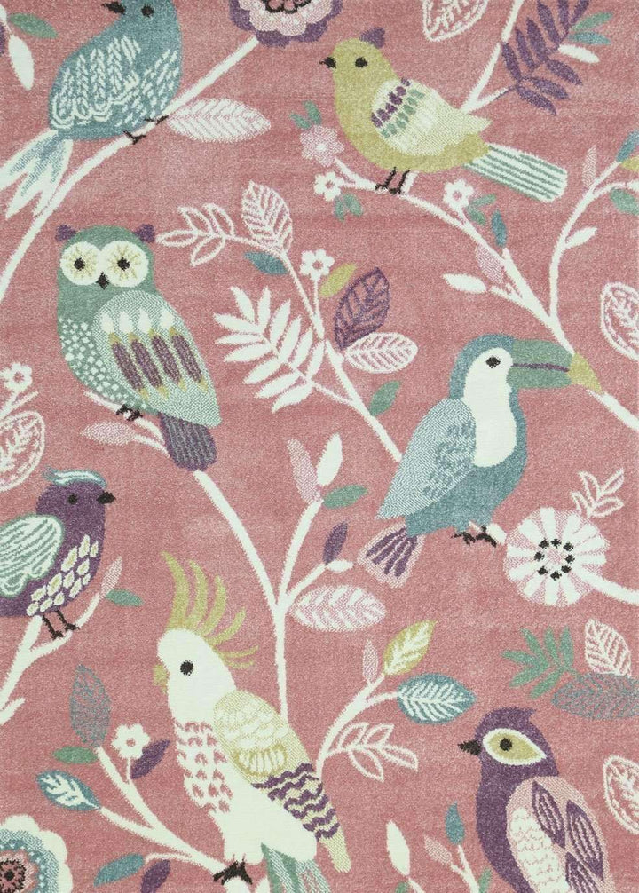 Poppins Kids Pastel Birds Rug Pink, [cheapest rugs online], [au rugs], [rugs australia]