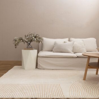 Velvet Luxe Arches Cream Beige Washable Rug