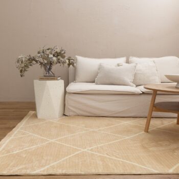 Velvet Luxe Diamonds Beige Washable Rug