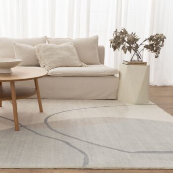 Velvet Luxe Watercolour Cream Blue Washable Rug