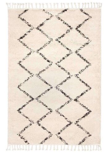 Moroccan Tribal Patterns Cream Graphite Agadir Rug