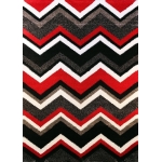 Bloom Chevron Red Black Plush Pile Rug
