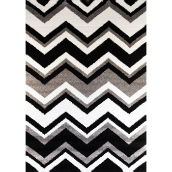 Bloom Chevron Black and White Rug