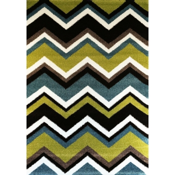Bloom Chevron Green Blue Rug