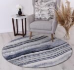 Rio Drift Blue Grey Round Rug