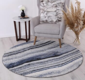Rio Drift Blue Grey Round Rug