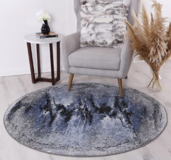 Rio Peak Blue Grey Round Rug