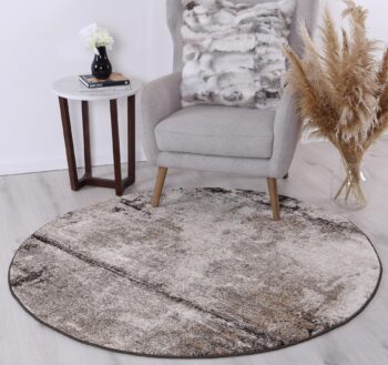 Rio Raw Beige Grey Round Rug