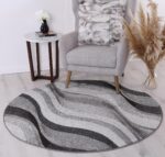 Rio Waves Grey Round Rug