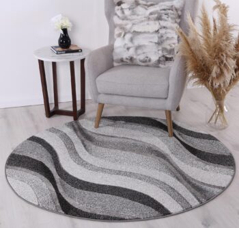 Rio Waves Grey Round Rug