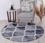 Rio Lattice Blue Grey Round Rug