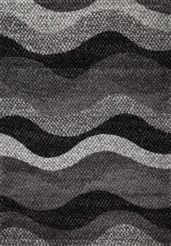 Colette Modern Supa Thick Grey Black Wave Rug