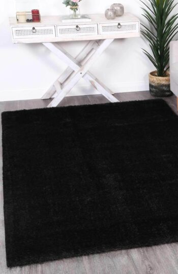 Oasis Soft Shag Black Rug