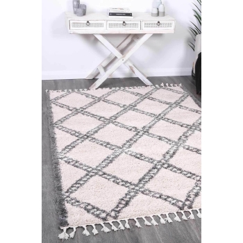 Marrakesh Leta Diamond Cream Grey Moroccan Rug