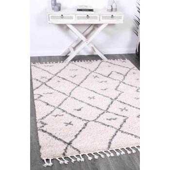 Marrakesh Mizzie Tribal Cream Grey Moroccan Rug