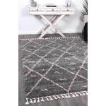 Marrakesh Mizzie Tribal Grey Cream Moroccan Rug