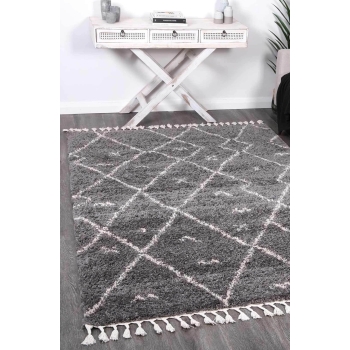 Marrakesh Mizzie Tribal Grey Cream Moroccan Rug