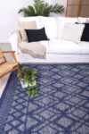 Oakwood Blue Tribal Textured Wool Rug