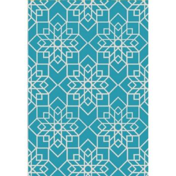 Alexa Geomatric Modern Teal Runner Rug