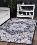 Halo Navy Multi Medallion Non-Slip Rug