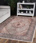 Halo Medallion Red Non-Slip Rug