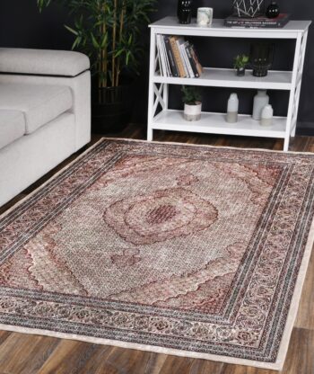 Halo Medallion Red Non-Slip Rug