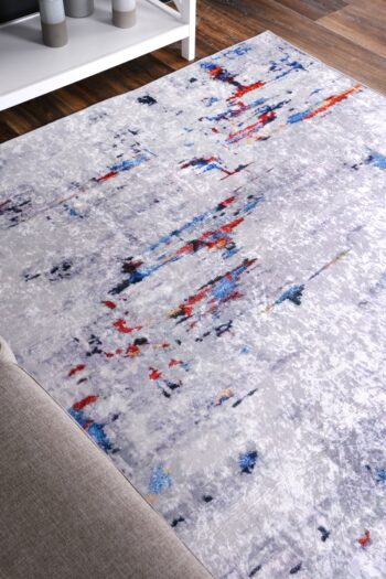 Halo Painting Grey Multi Non-Slip Rug