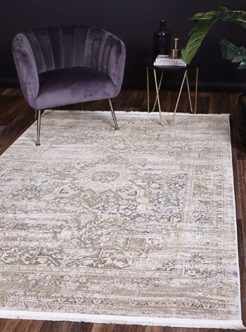 Cascade Medalion Beige Blue Rug