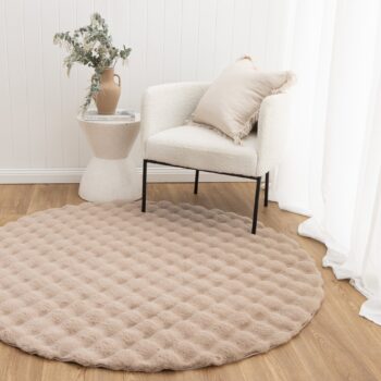Cloud Drift Washable Round Dark Beige Rug
