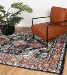 Abbot Traditional Terracotta Black Rug