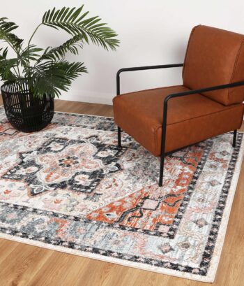 Abbot Traditional Terracotta Charcoal Rug