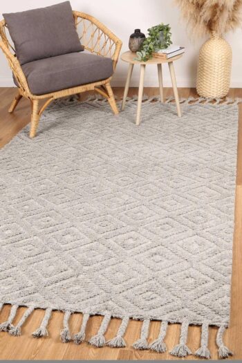 Cora Plush Diamond Grey Wool Rug