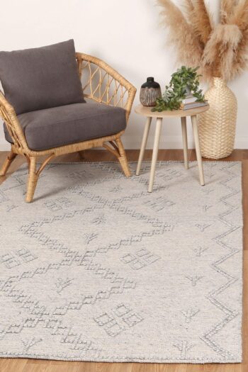 Cora Boho Chic Grey Wool Rug