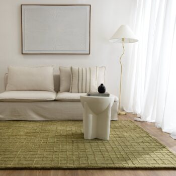 Arden Green Knitted Wool Rug