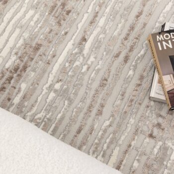 Luna Distressed Lines Grey Beige Rug