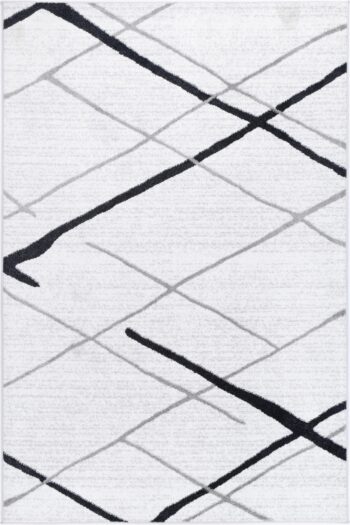 Layla Abstract Stripe White Rug